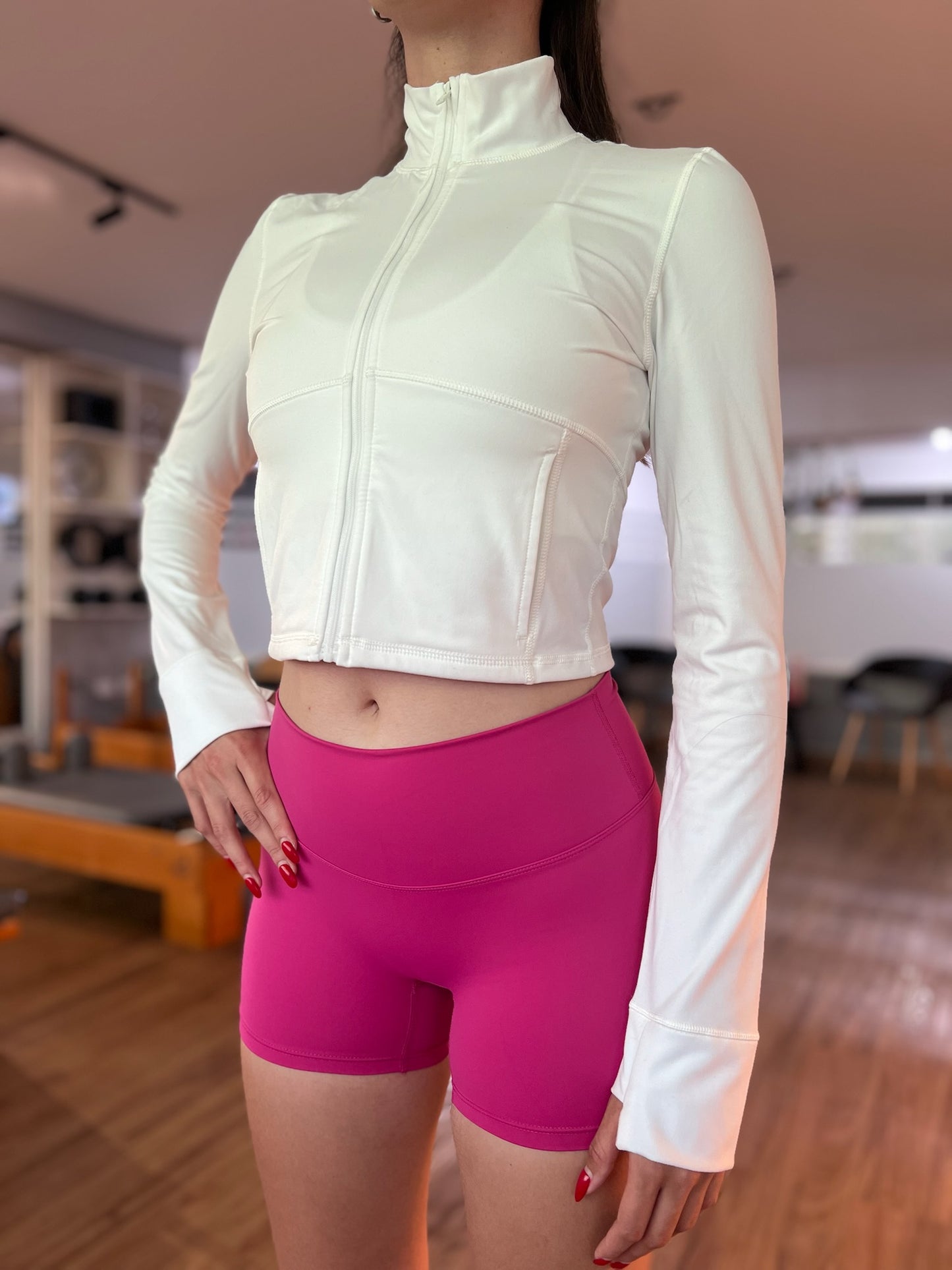 Short deportivo de pretina rosado