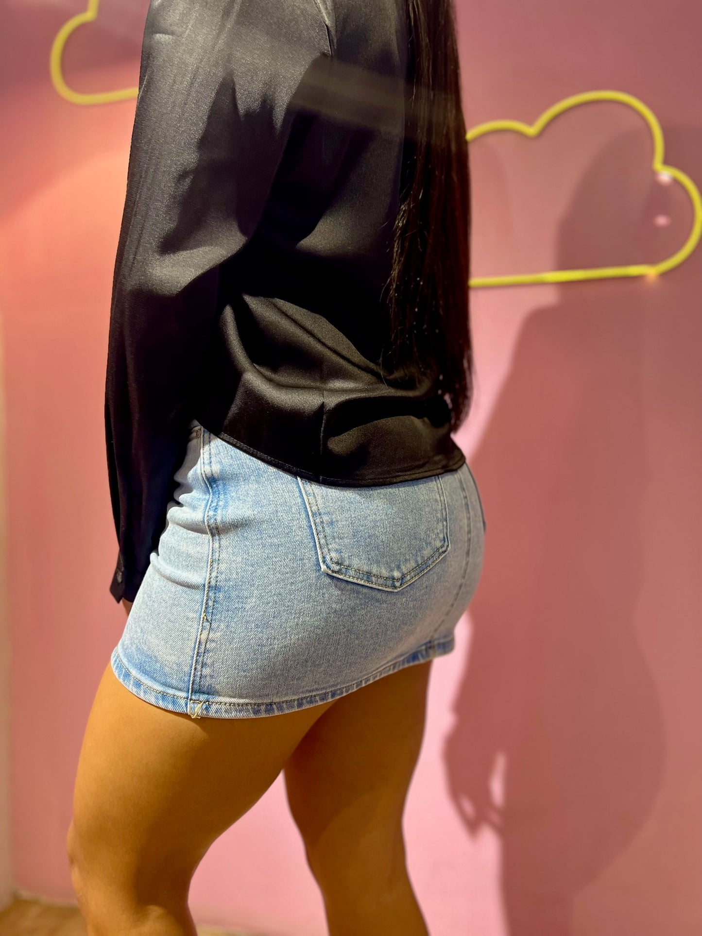 Falda Wax lisa clara prelavada