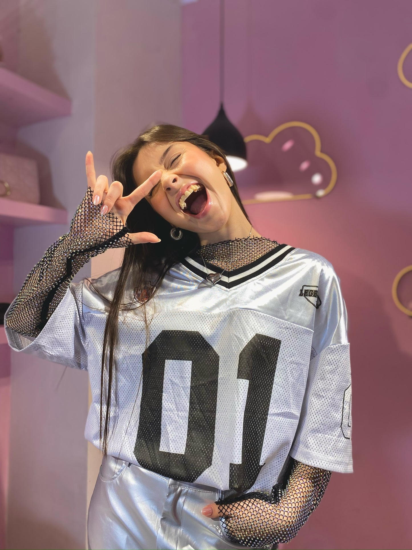 T-shirt de fútbol americano oversized gris