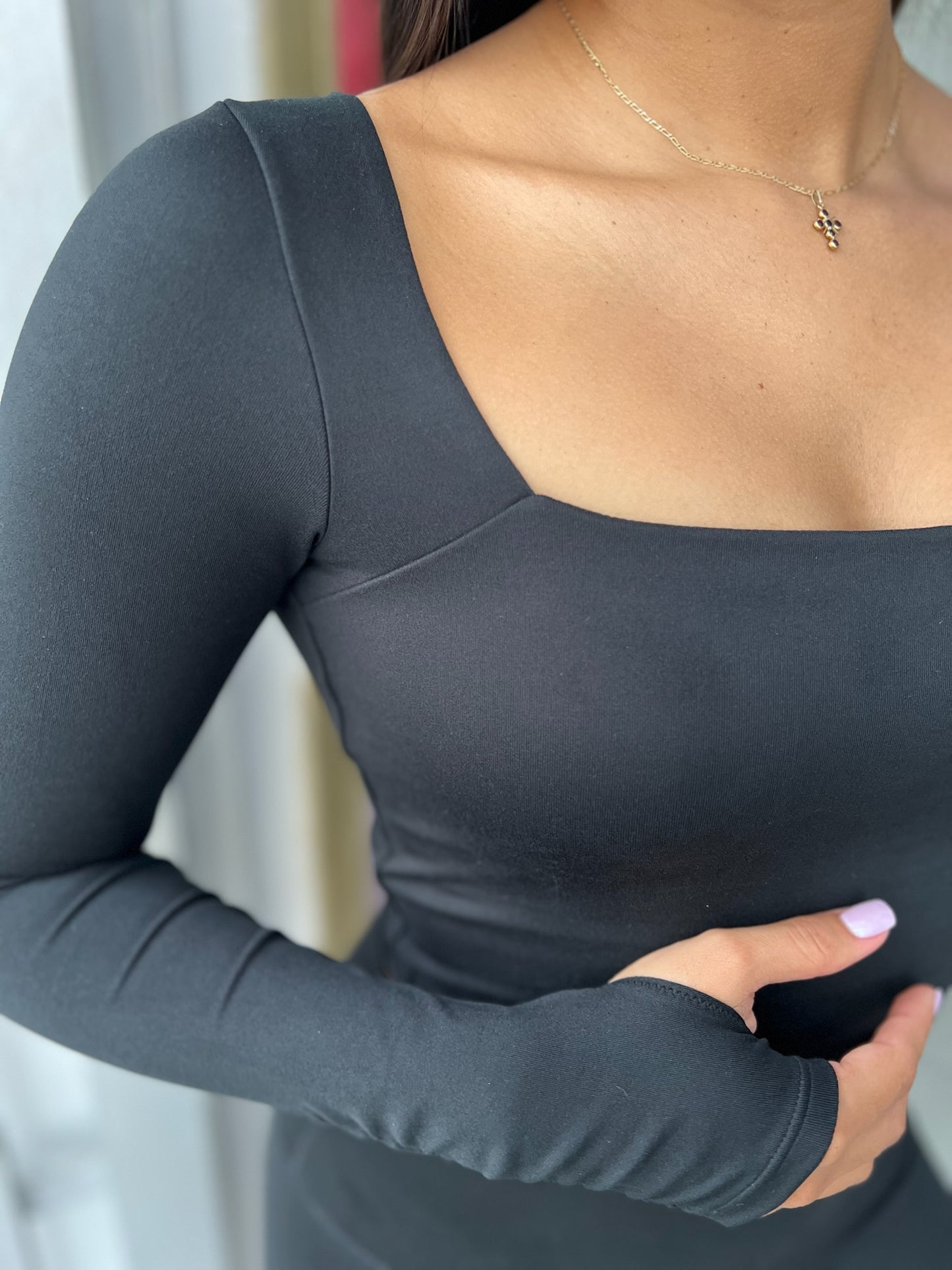 Top manga larga con ruches y escote cuadrado HOLLISTER