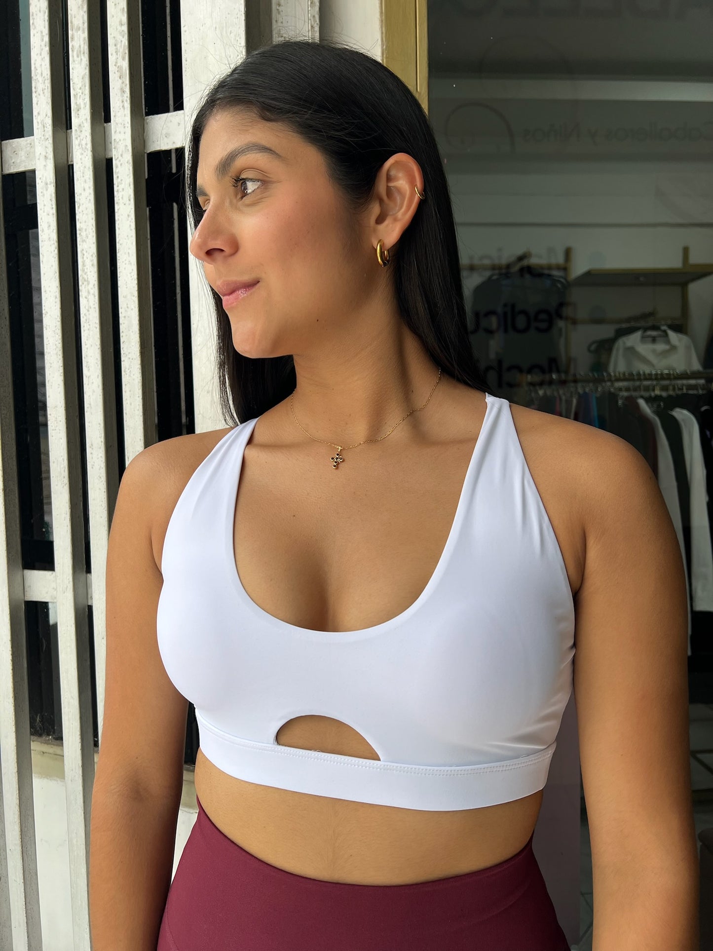 Top escote delantero y espalda de tirantes blanco