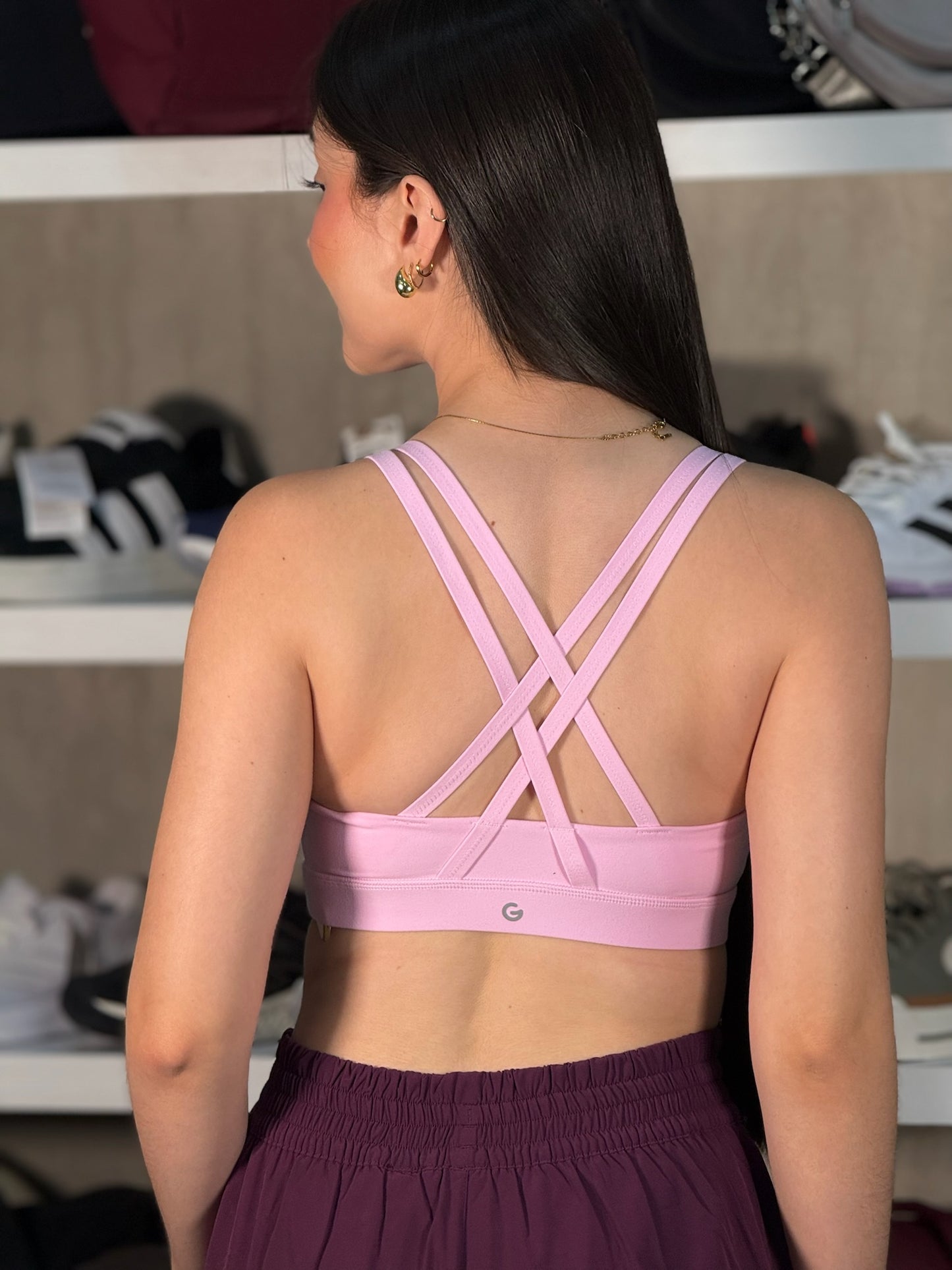 Short de running doble de dama GLOWMODE morado oscuro