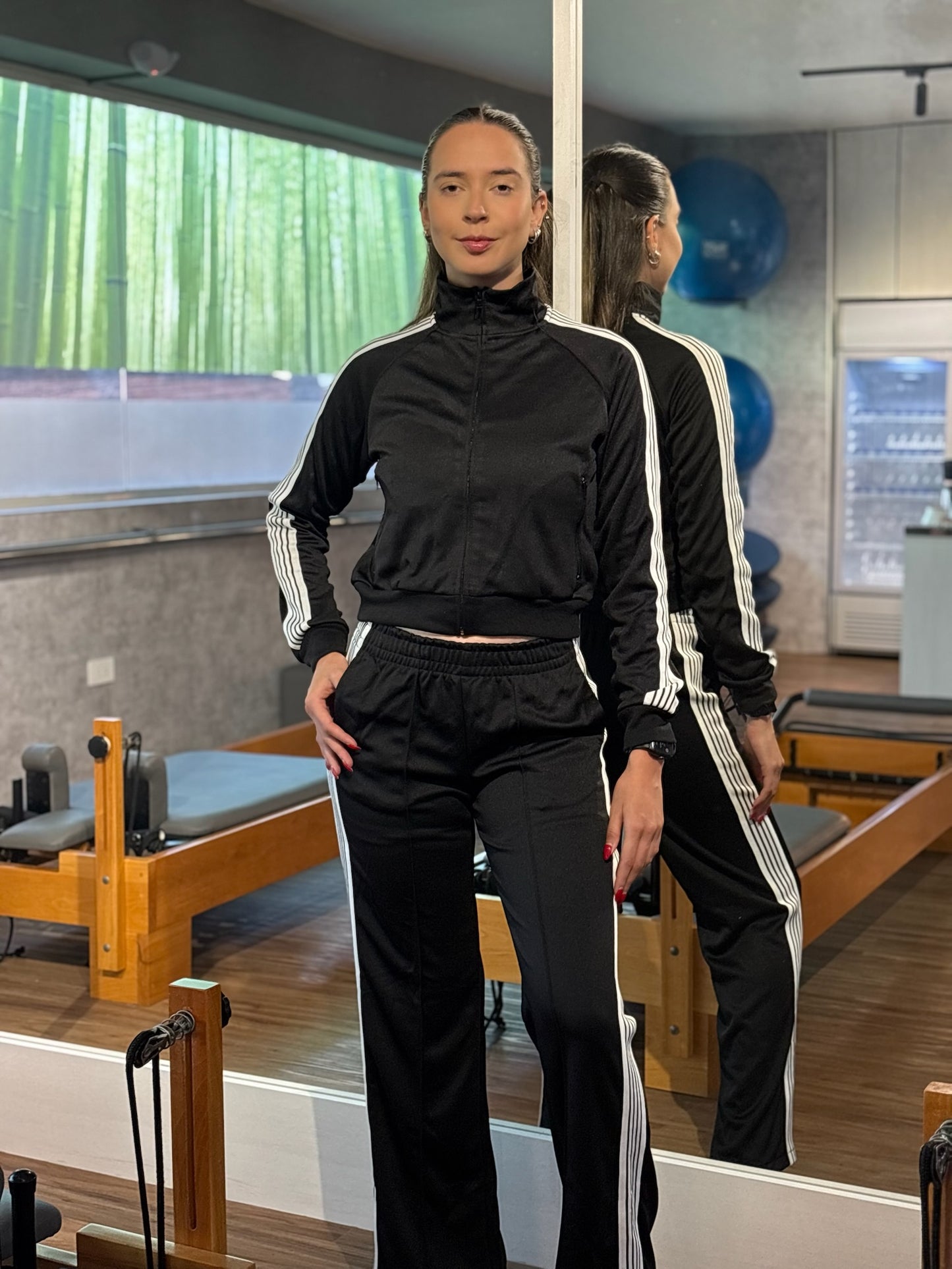 Set confit negro con franjas blancas