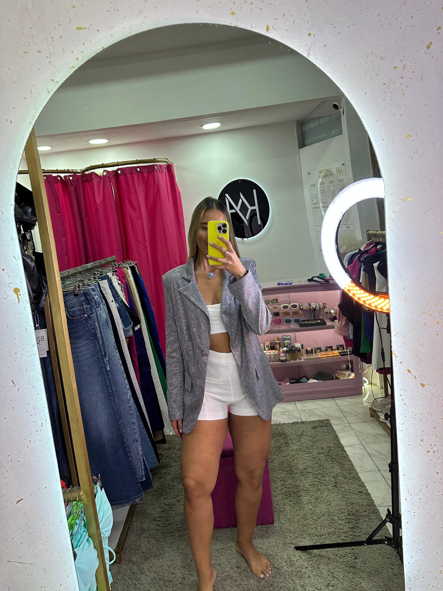 Blazer brillante plateado