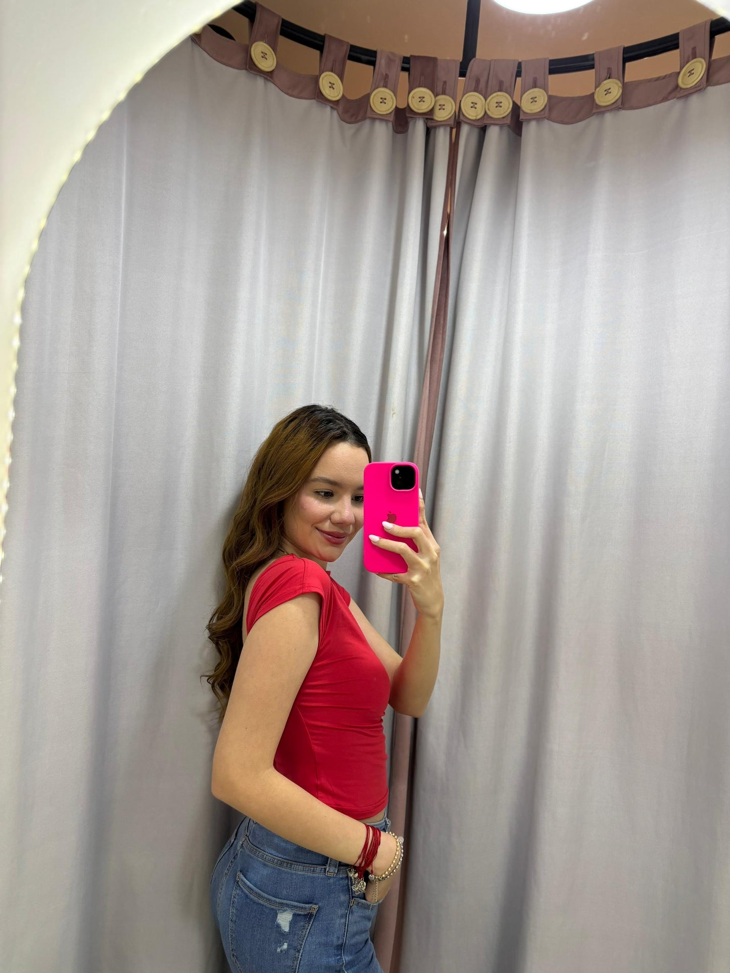 Top básico de espalda descubierta rojo