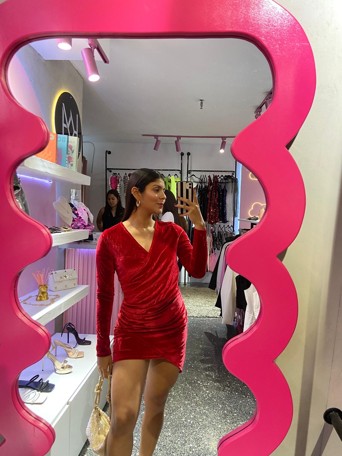 Vestido aterciopelado manga larga