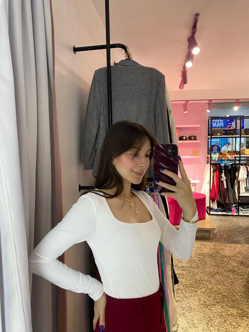 Body manga larga blanco