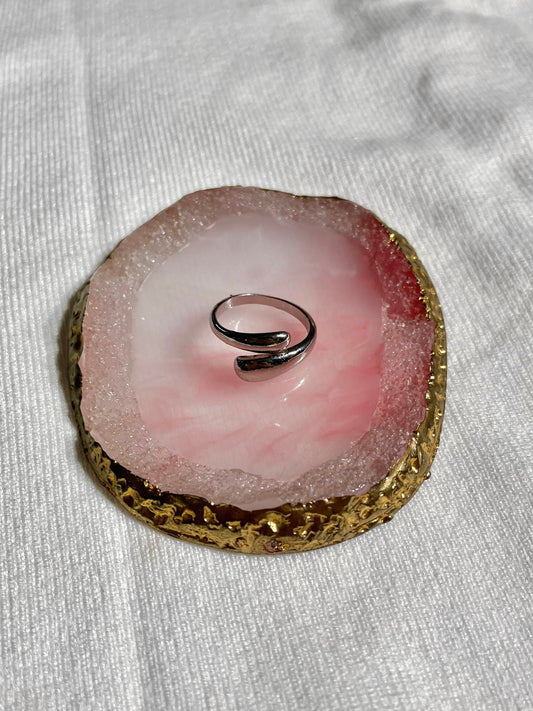 Anillo asimétrico plateado ajustable plateado