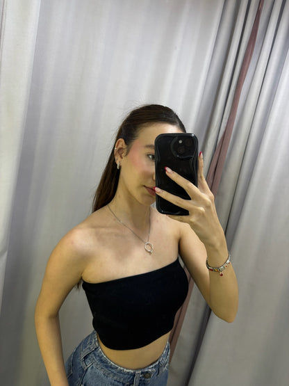 Top DYNAMIC strapless talla U negro