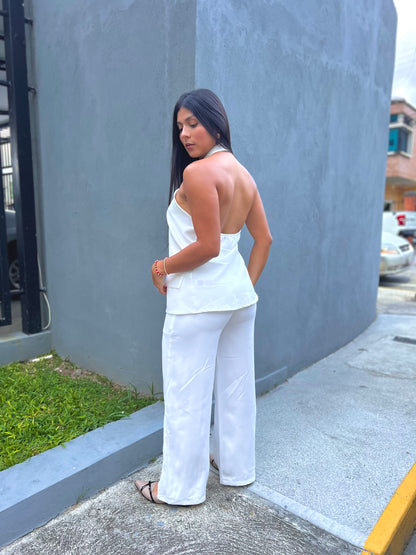 Blusa de espalda descubierta cruzada blanca