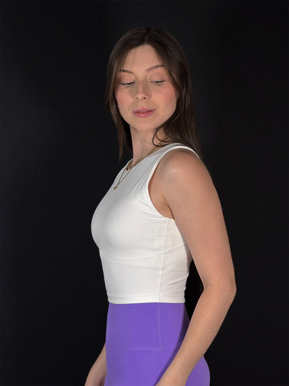 Top halter con pretina larga deportivo GLOWMODE sólido Blanco