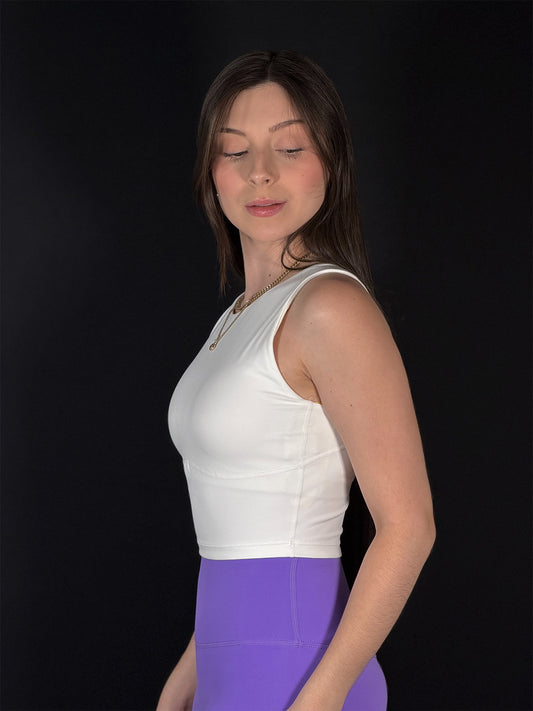 Top halter con pretina larga deportivo GLOWMODE sólido Blanco