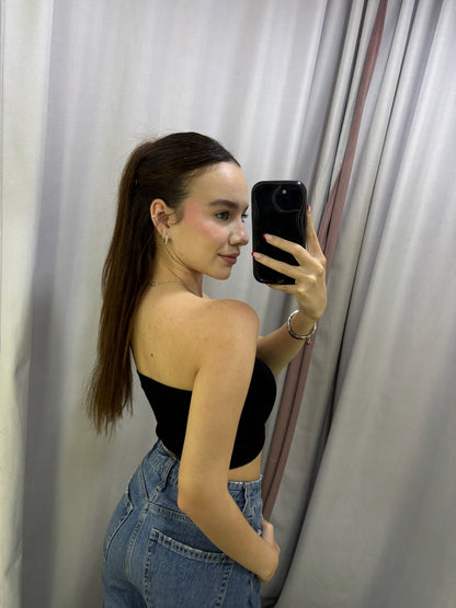 Top DYNAMIC strapless talla U negro