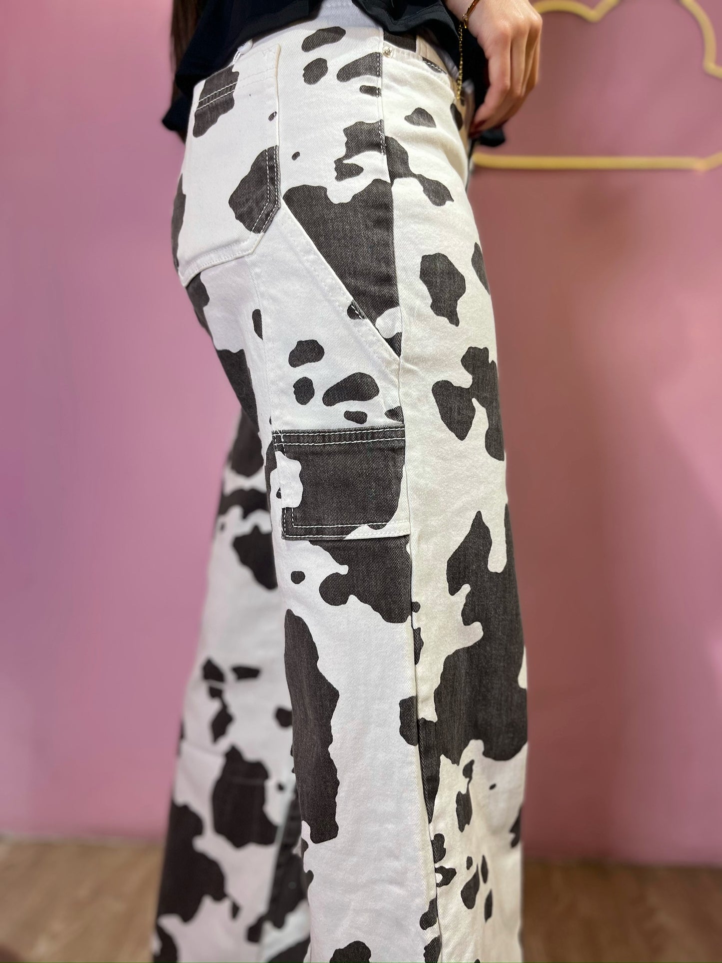 Jean Sweet Couture carpenter wide diseño de vaca (cd: SWK3200)