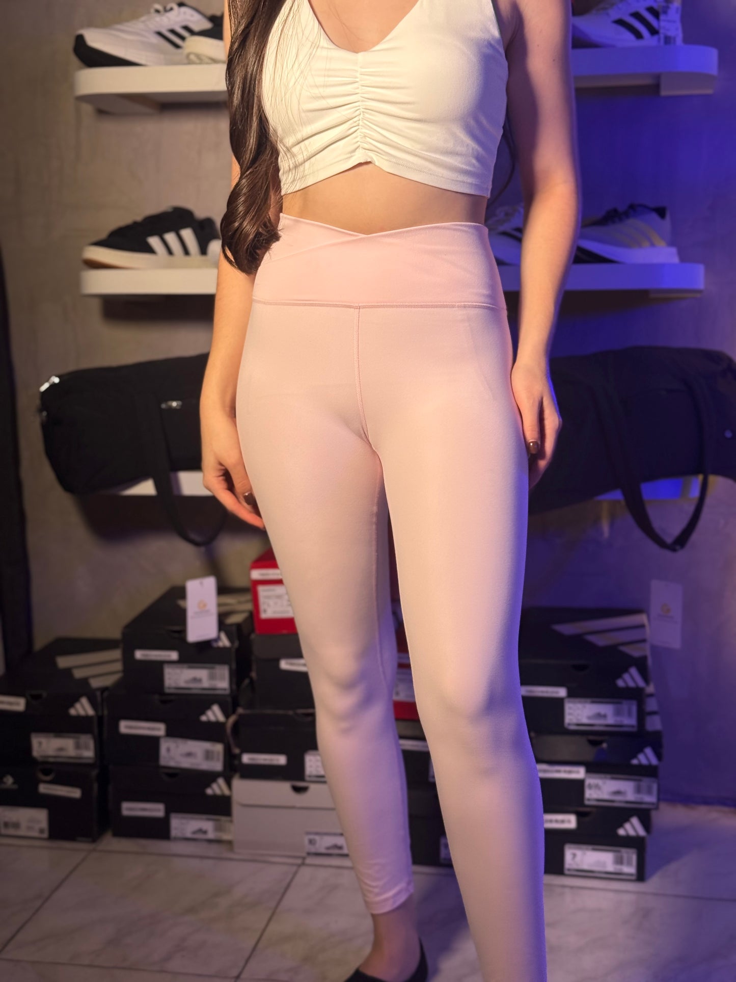 Legging pretina cruzada deportivo GLOWMODE rosa pastel