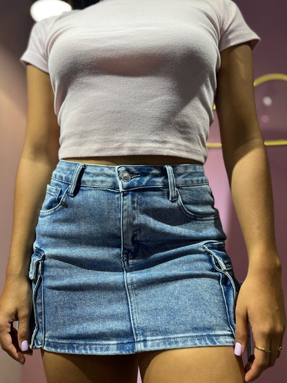 Falda cargo Wax prelavada clara