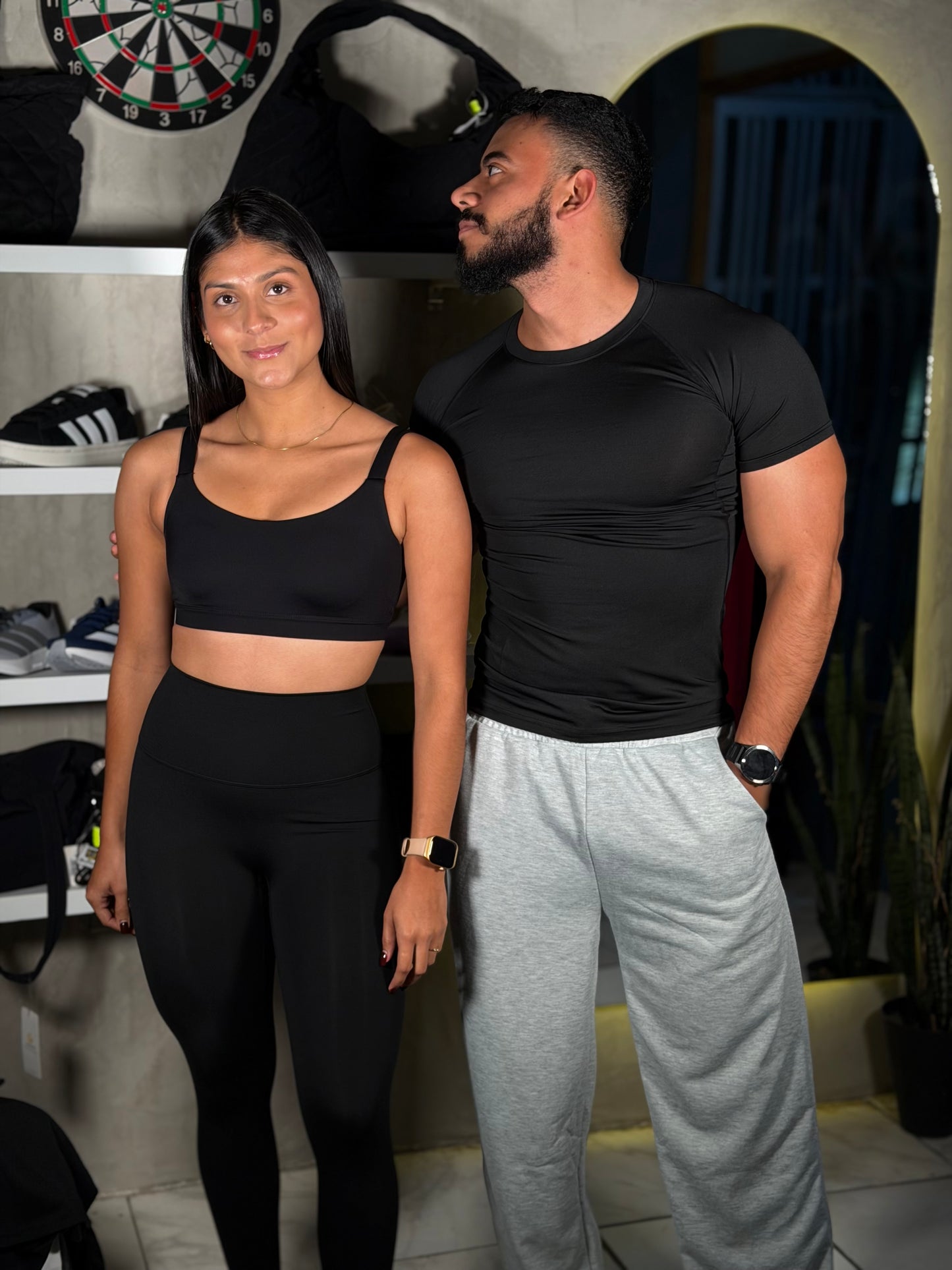 Jogger de cordón negro ancho deportivo gris