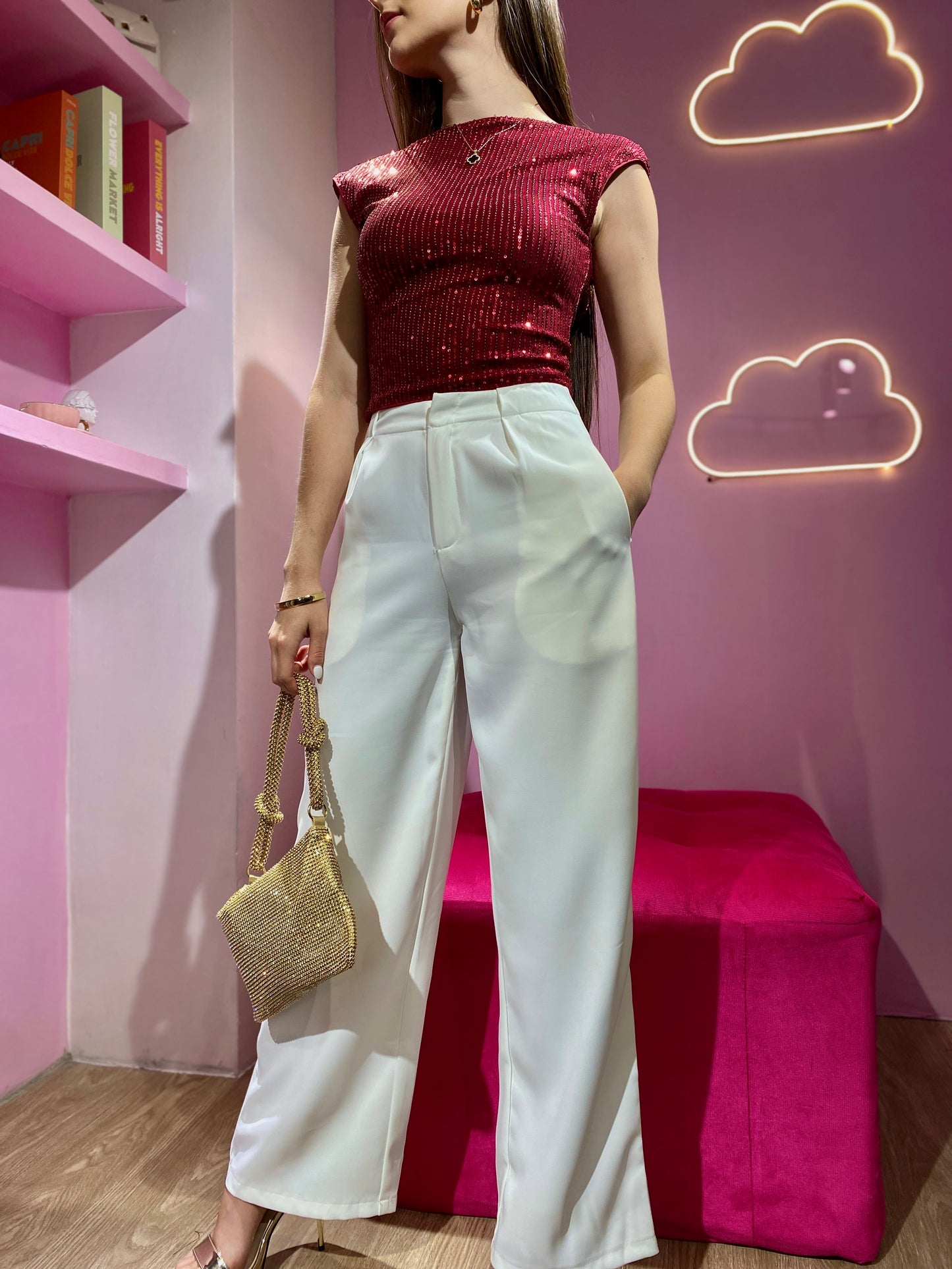 Pantalón de vestir palazzo blanco DAZY