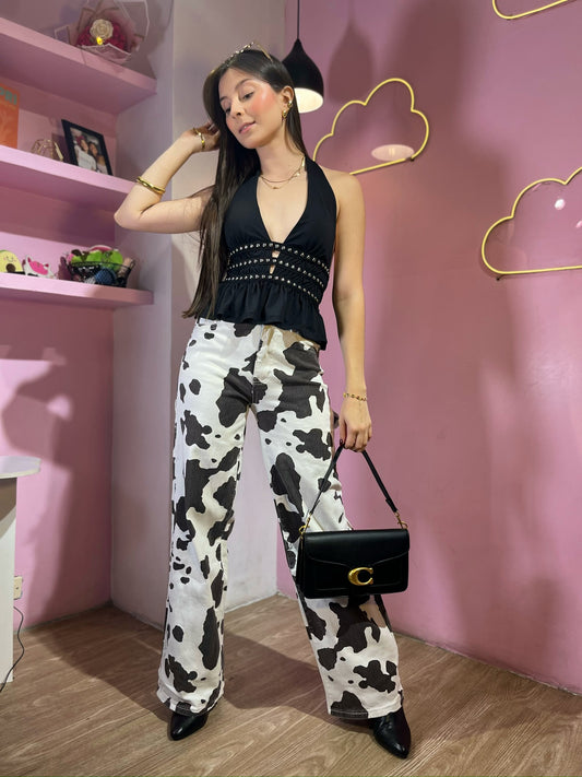 Jean Sweet Couture carpenter wide diseño de vaca (cd: SWK3200)