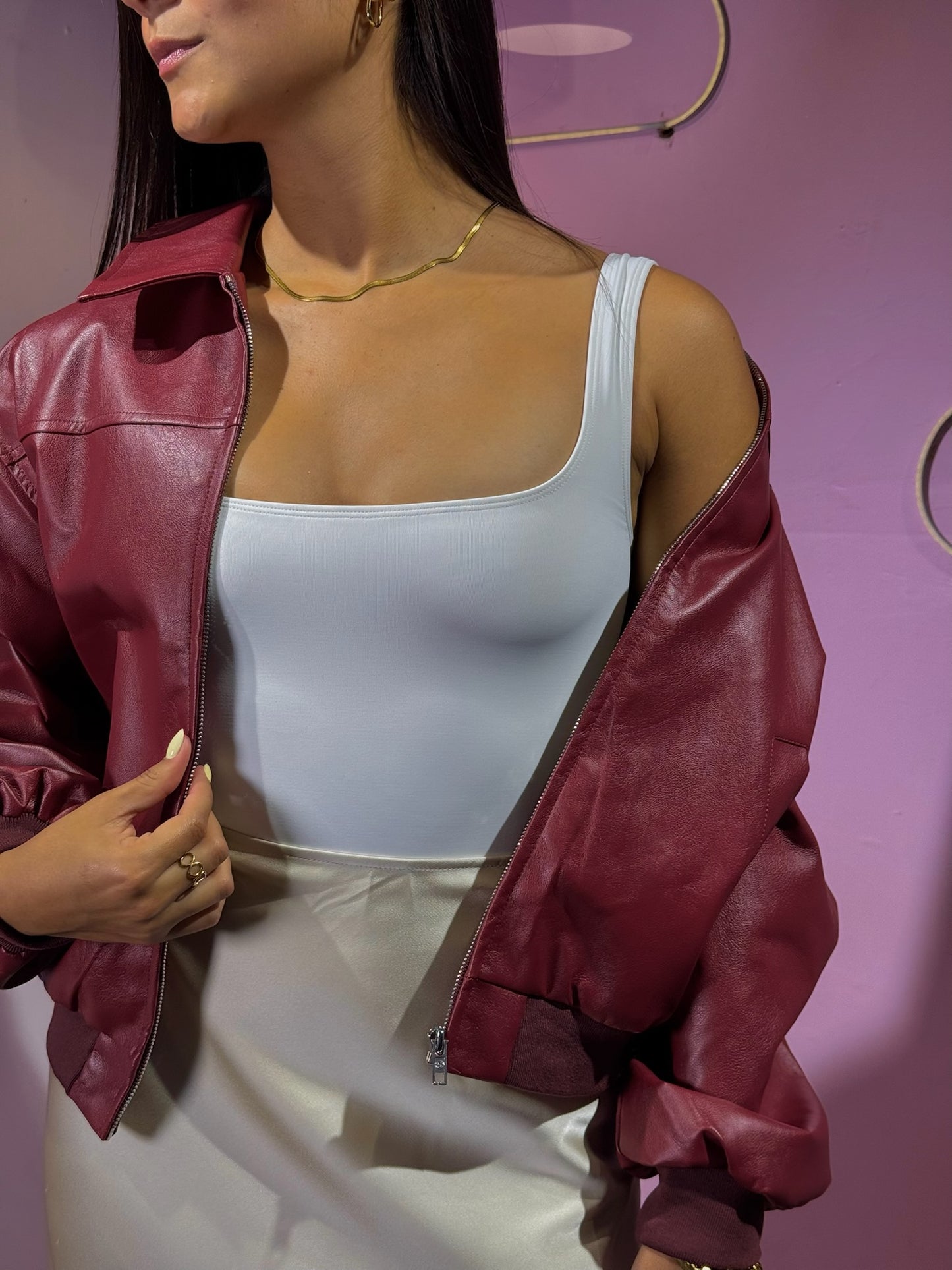 Chaqueta cuero vino vintage