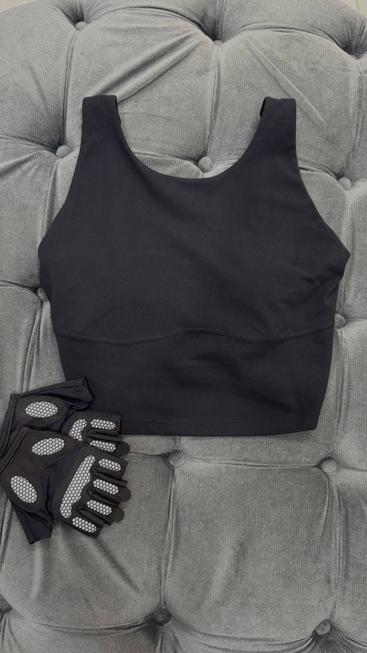Top halter con pretina larga deportivo GLOWMODE sólido negro
