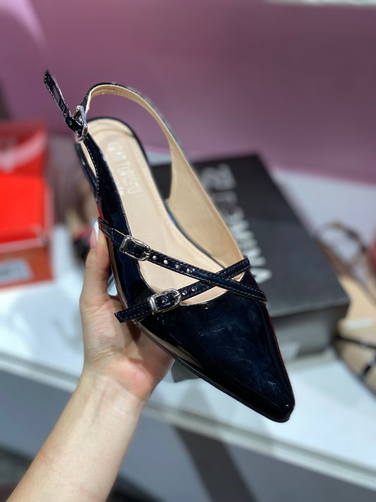 Sandalias stilettos negras patente GRAN TURISMO