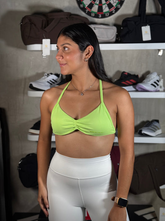 Top cuello V de tirantes y espalda descubierta MUSERA verde limón
