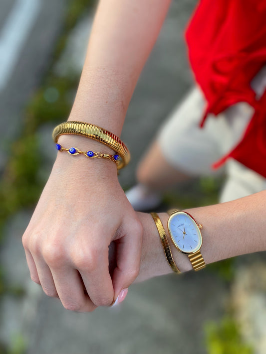 Pulsera dorada de ojos turcos