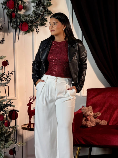 Chaqueta negra de cuerina