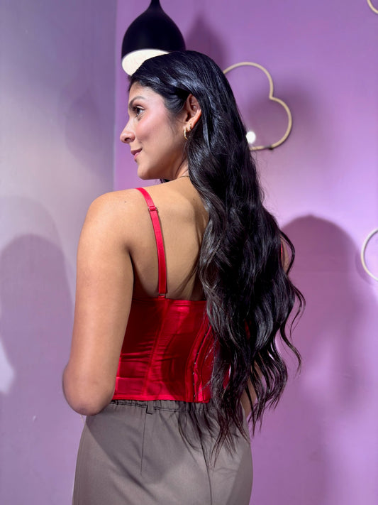 Corset de encaje rojo