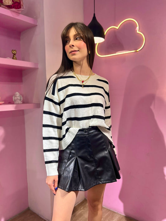 Falda cargo plisada de cuerina