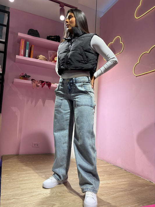 Jean hollister tipo cargo corte bajo prelavado (cd: 322280)