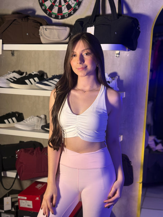 Top con ruches en el pecho deportivo GLOWMODE blanco