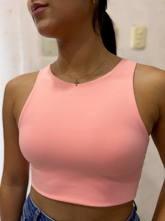 Top halter básico color salmón