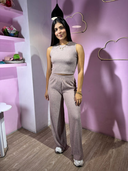 Set de pantalón y top mocca love poem