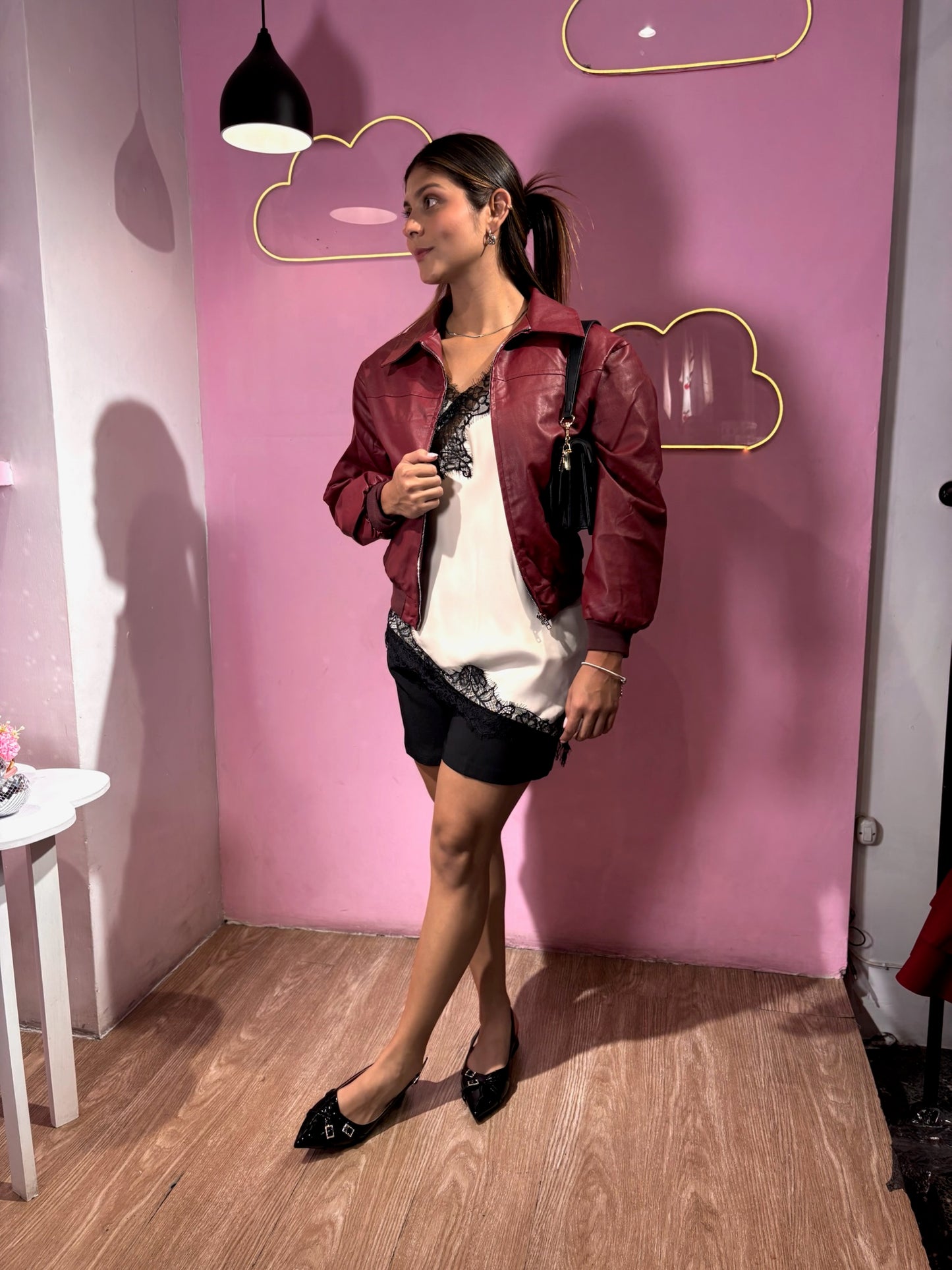 Chaqueta cuero vino vintage