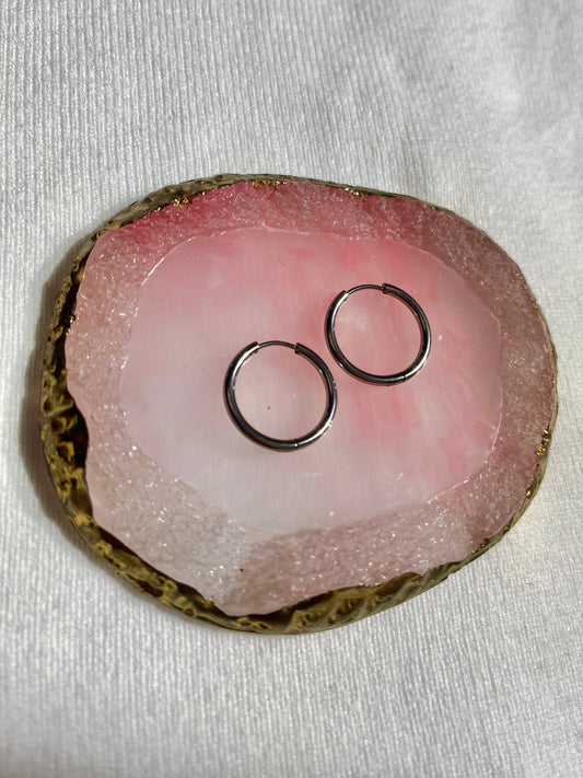 Argollas finas lisas plateadas XL