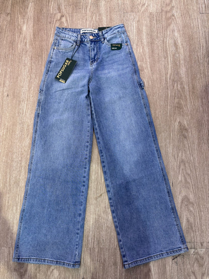 Jean wide leg tono medio con detalles de bolsillos POP SUGAR