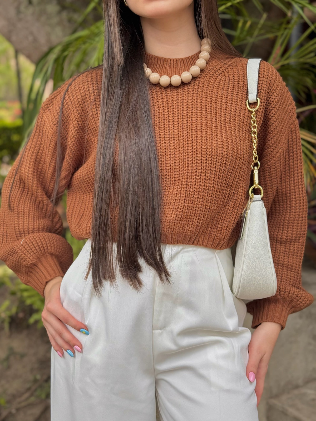 Suéter tejido oversized Camel