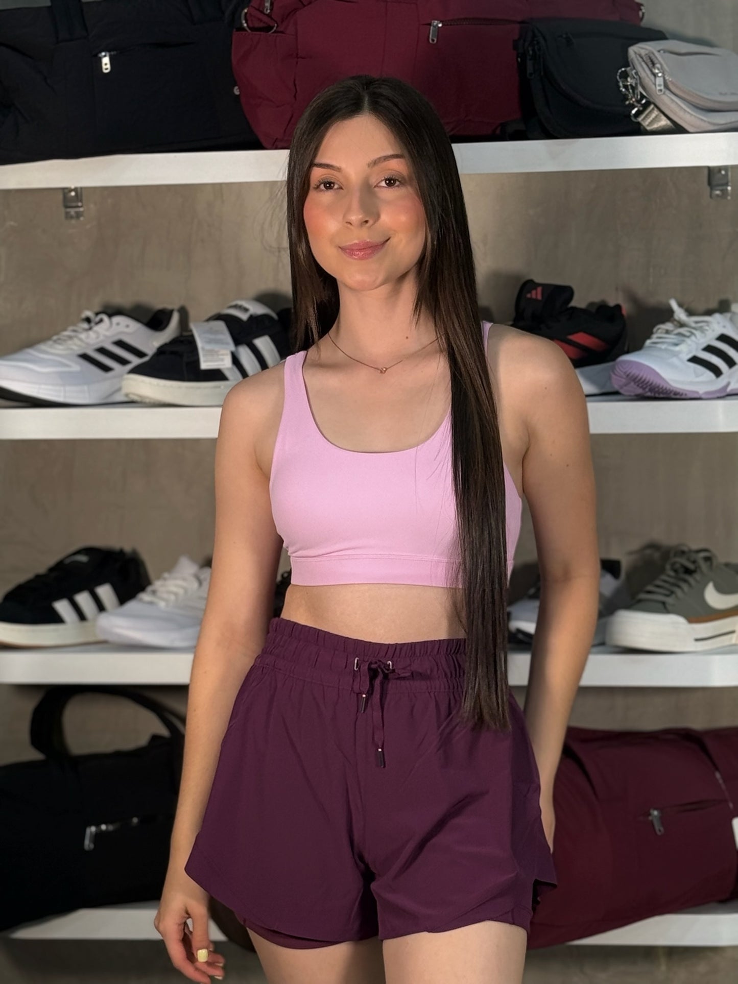Short de running doble de dama GLOWMODE morado oscuro