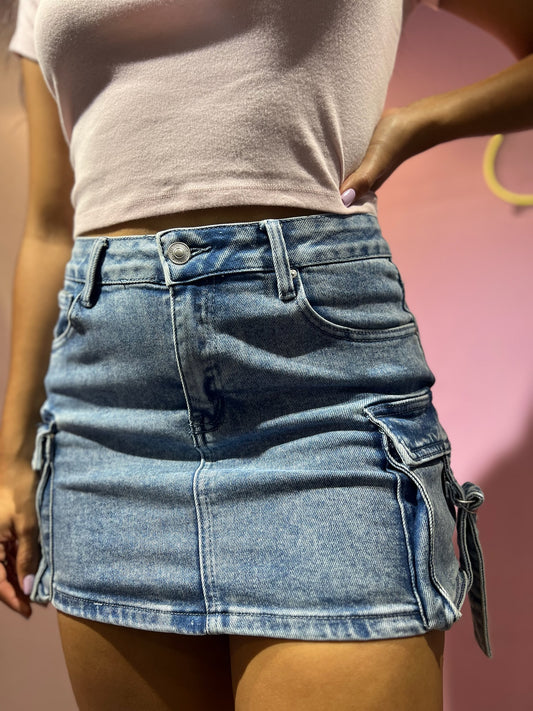 Falda cargo Wax prelavada clara
