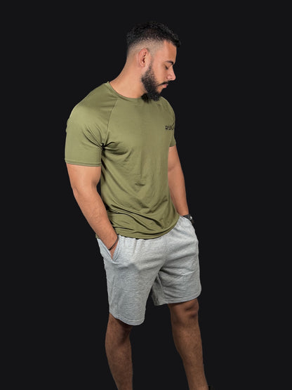 Franela deportiva de caballero RUN verde militar