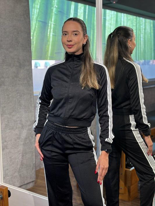 Set confit negro con franjas blancas