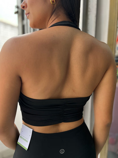 Top tirante al cuello con espalda descubierta negro