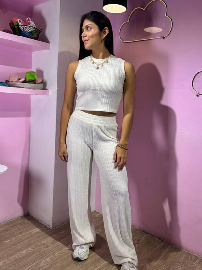 Set de pantalón y top crema love poem