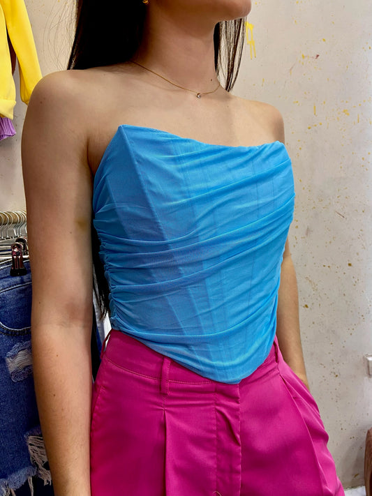 Corset de malla azul PARTHEA