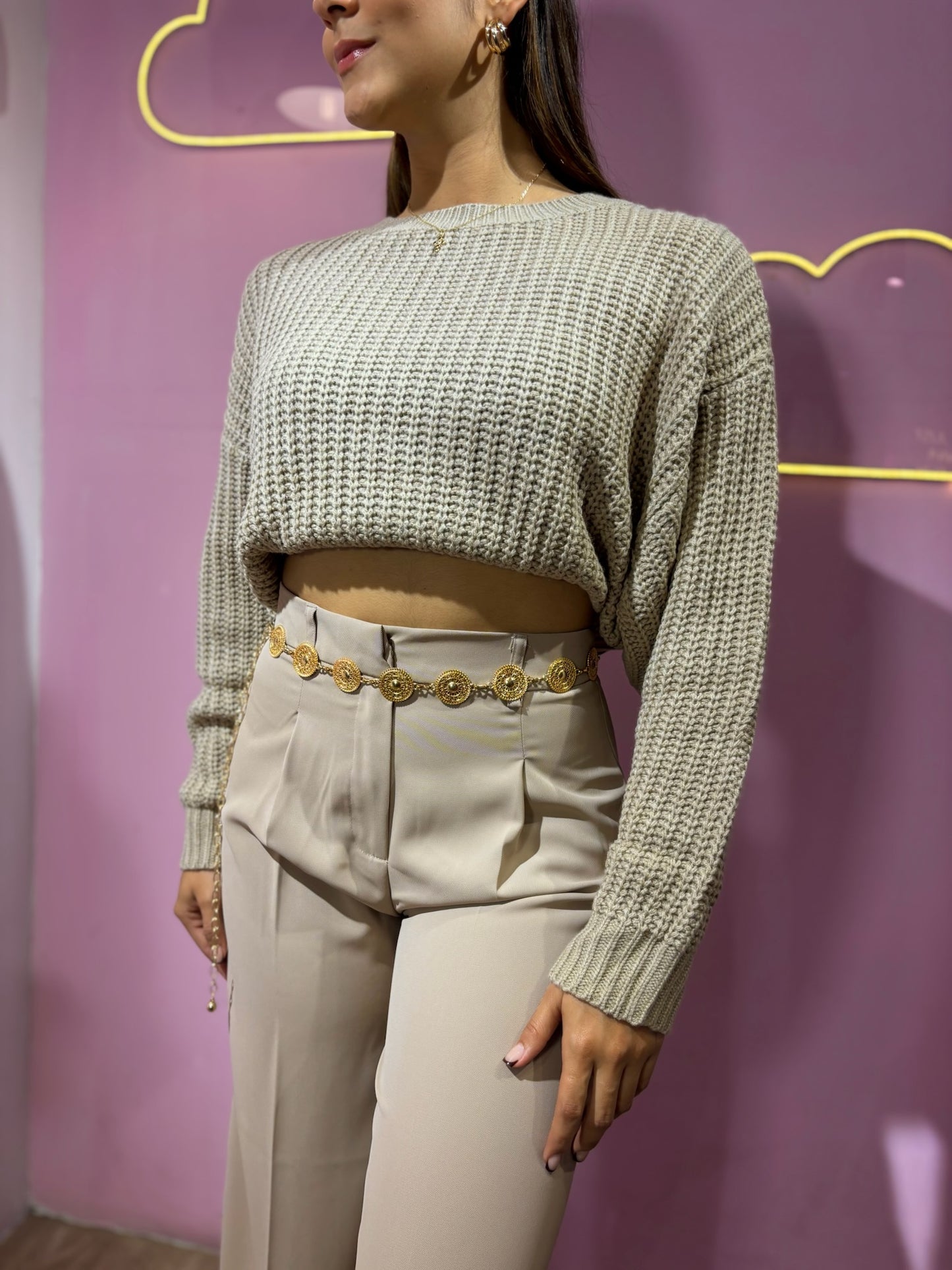 Suéter tejido beige