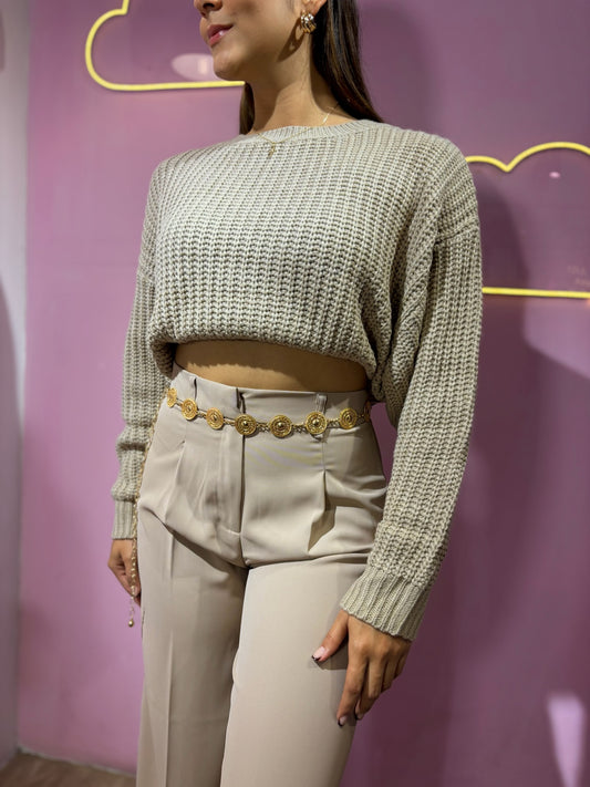 Suéter tejido beige
