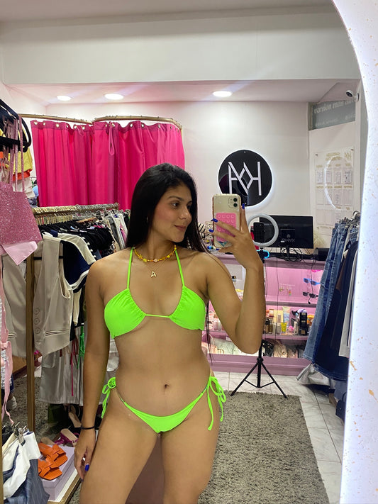 Traje de baño doble uso verde fluorescente