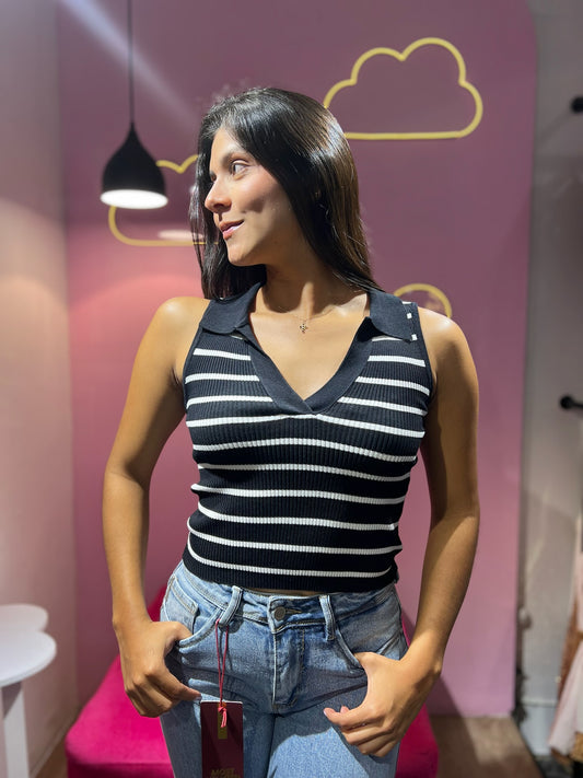 Chemise de rayas tejido negro
